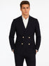 Navy Double Breasted Blazer Navy Peak Lapel men's Double Breasted Suits Jacket Four Button Solid Wool Blazer