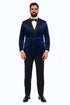 Navy Velvet Double Breasted Tuxedo Jacket – Wedding & Prom