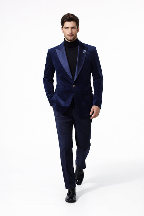 Velvet Long Coat - Velvet Car coat - Navy Coat $199