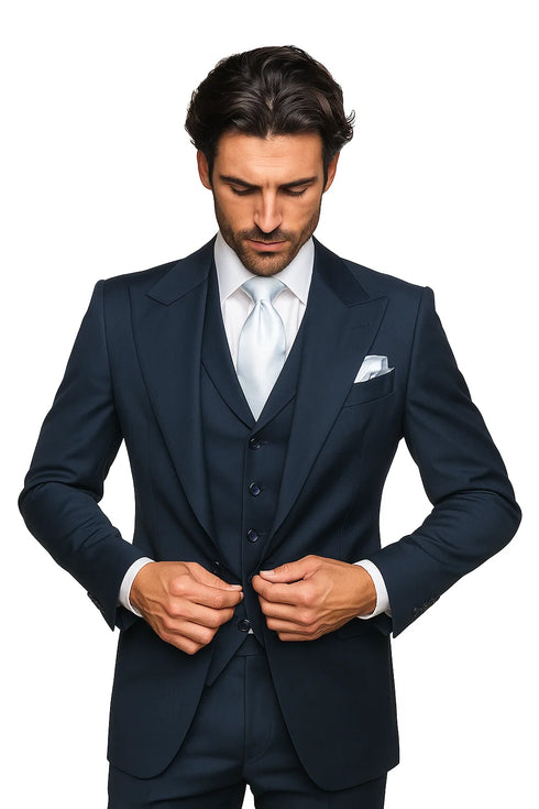 Navy Single Breast Lapel by Rossiman