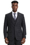 Men's Stacy Adams Vest Classic Bold Windowpane Suit in Dark Charcoal Grey