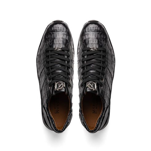 Marco Di Milano Nino Men's Black Sleek Genuine Caiman Crocodile Sneaker