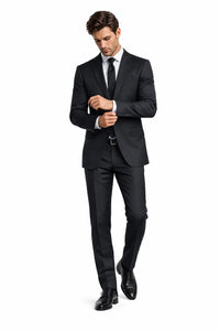 Novello Black, Modern Fit, Pure Wool Suit by Tiglio Luxe