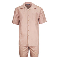 Mens Oatmeal Linen Shirt and Pants Casual Outfit Set