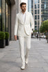 Tiglio Italian Suit - Real Wool Fabric Super 150's Novello Off-White, Modern Fit Suit in Color Off-White