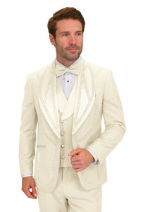 Off White Italian Wool 3-Piece Modern Fit Tuxedo