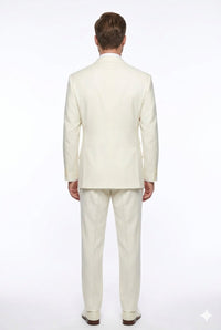 Tiglio Italian Suit - Real Wool Fabric Super 150's EST Off-White, Wide Leg Suit & Vest in Color Off-White