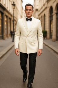 Ivory Double Breasted Tuxedo Dinner Jacket - Cream Dinner Jacket - Off White Tuxedos