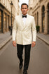 Ivory Double Breasted Tuxedo Dinner Jacket - Cream Dinner Jacket - Off White Tuxedos