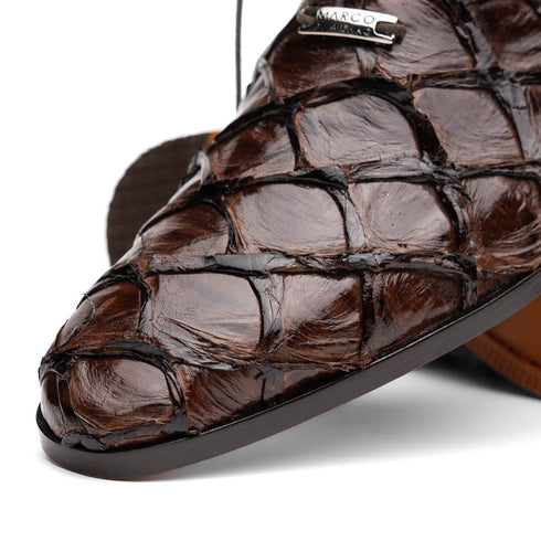 Marco Di Milano Olivieri Brown Pirarucu Dress Shoe Oxfords