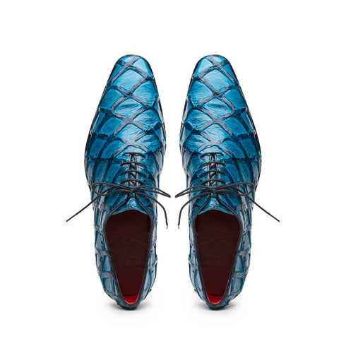 Marco Di Milano Olivieri Caribbean Blue Pirarucu Dress Shoe Oxfords