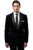 Mens Black Sport Coat - Men's One Button Velvet Shawl Collar Tuxedo Jacket In Black