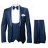 Men’s Navy Blue Tuxedo with Satin Peak Lapel with navy sateen – 3 Piece Formal Suit with Vest and Bow Tie