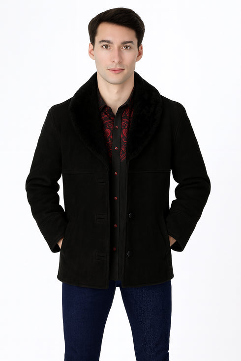Original Long Sheepskin Black Western Jacket
