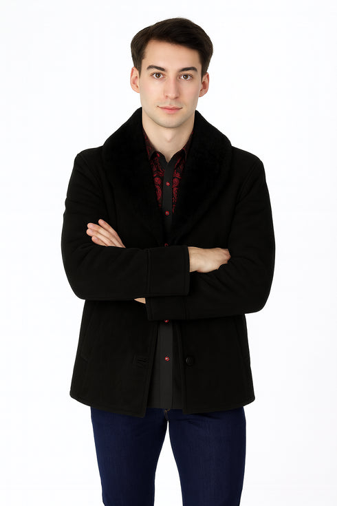 Original Long Sheepskin Black Western Jacket