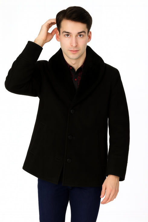 Original Long Sheepskin Black Western Jacket