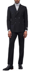 Men's Designer Stacy Adams Classic Double Breasted Suit in Black Peak Lapel Slim fit
