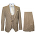 Men's Beige Pinstripe Three-Piece Vested Suit – Tailored Fit Business Attire in Tan Stripe by Rossiman