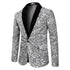 Men’s Silver Sequin Blazer Disco Style Jacket – Black Lapel Party Blazer, Shiny Evening Wear, 70s Dance Outfit, Formal Event Jacket