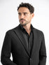 Men’s Black Seersucker Blazer – Textured Two-Button Notch Lapel Formal & Summer Sport Jacket in Black Tone-on-Tone Cotton Fabric