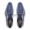 Mezlan Blue Crocodile Alligator Embossed Leather Dress Shoes for Men – Luxury Lace Up Oxford Shoes – Blue Exotic Pattern Formal
