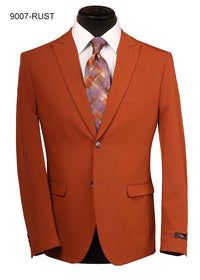 Men’s Rust Cowboy Western Blazer – Copper Brick Color Two Button Sport Coat Peak Lapel Modern Fit
