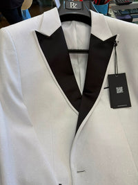 Men's White Sparkle Dinner Jacket – Black Satin Shawl Lapel Tuxedo Blazer Slim Fit Sequin Shiny Prom Jacket