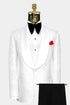 Men’s White Floral Tuxedo Jacket – Shawl Lapel Wedding & Prom Dinner Jacket
