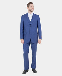 Men’s Royal Blue Pinstripe Three Piece Suit – Classic Formal 3PC Business and Wedding Suit Indigo Teal Sapphire Pinstripe