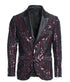 Men’s Black and Burgundy Sequin Blazer – Black Sparkle Sequin Party Blazer with Burgundy Pattern for Prom, Wedding Slim Fitted
