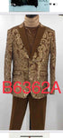 Men's Light Brown & Gold Baroque Embroidered Blazer Jacket | Tuxedo Dinner Jacket