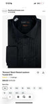 Men’s Black Pleated Tuxedo Dress Shirt | Formal Laydown Collar Button-Up Shirt for Weddings & Black Tie By Tiglio