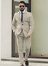 Men’s Light Tan Tweed Suit – Classic Beige Two Piece Suit, Herringbone Formal Wear, Vintage Style Business & Wedding Outfit for Men