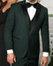 Men’s Hunter Green Tuxedo Suit 3 Piece – One Button Peak Lapel Designer Formal Suit for Wedding, Light Weight Wool By Statement Dark Green