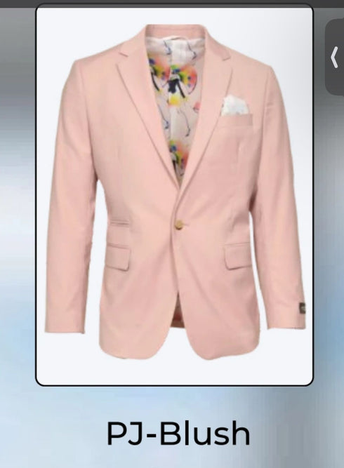 Men’s Blush Pink Slim Fit Blazer – Stylish Two-Button Sport Coat with Notch Lapel