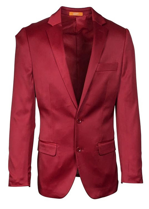 Premium Men's Burgundy Satin Slim Fit Blazer – Elegant Party & Wedding Suit Jacket in Maroon Wine Color