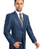 Men’s Indigo Blue Sharkskin Suit – Textured Shiny Formal Suit for Wedding, Business, 2 Buttons Slim Fitted