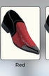 Men’s Red Glitter Tuxedo Loafers – Shiny Slip-On Dress Shoes with Black Patent Toe for Parties and Formal Events