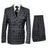 Men’s Charcoal Plaid Double-Breasted Suit – Tailored Pants Windowpane Pattern By Rossiman