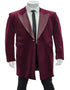 Men’s Burgundy Tuxedo in Velvet Long Blazer – Victorian Cutaway Tuxed Suit 1920s Gangster Style Long Jacket with Black Pants
