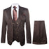 Men’s Chocolate Brown Textured 3-Piece Suit – Luxury Double-Breasted Vest Formal Set
