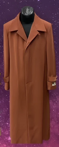 Men’s Full-Length Cognac Overcoat – Premium Wool-Blend Long Dress Coat for Winter and Formal Wear in Rust Brick Color