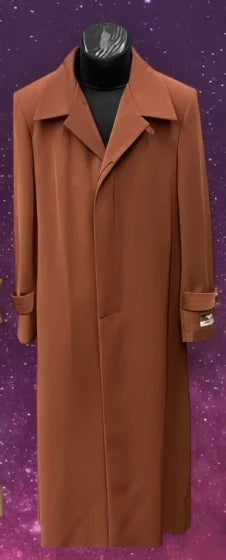 Men’s Full-Length Cognac Overcoat – Premium Wool-Blend Long Dress Coat for Winter and Formal Wear in Rust Brick Color