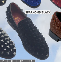Men’s Black Studded Loafers – Sparko 09 Luxury Slip-On Dress Shoes with Spikes for Party, Prom, and Formal Events