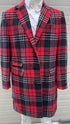 Men’s Red Plaid Wool Overcoat – Classic Tartan Check Long Coat for Stylish Winter Wear
