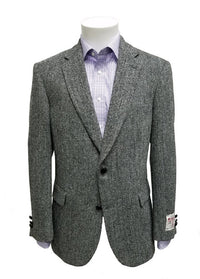 Men’s Grey Harris Tweed Blazer Jacket, Classic Herringbone Wool Sport Coat for Business Casual