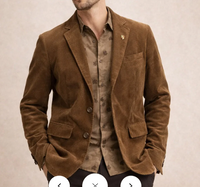 Men’s Brown Corduroy Country Blazer – Two-Button Western Sport Coat for Casual