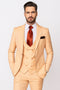 Mens Peach 3-Piece Suit – Double-Breasted Vest, Notch Lapel Blazer, Slim Fit Dress Pants