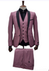 Men's Rose Pink Tuxedo Suit – Luxury Three-Piece Formal Wear with Black Satin Lapel Dusty Mauve Color