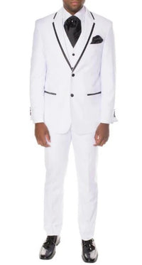 Men’s White Western Blazer with Black Trim – Classic Cowboy Style